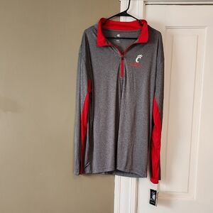 NWT University Of Cincinnat Heathered Gray Pullover with Red Highlights